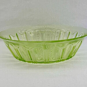 Uranium Colonial Green 9" Large Bowl Depression Glass by Anchor Hocking